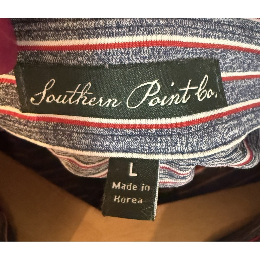 Southern Point Polo Heathered Stripe Men Large Collared Short Sleeve Performance - Picture 4 of 4